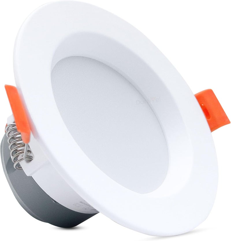 Duravel 6W LED Recessed Downlight, 4-Inch Round White Ceiling Light, Spring Clip Installation, 8000K Modern Flush Mount - Image 1